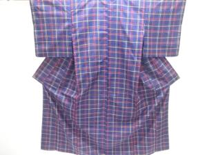 格子織り出し米沢紬着物アンサンブル